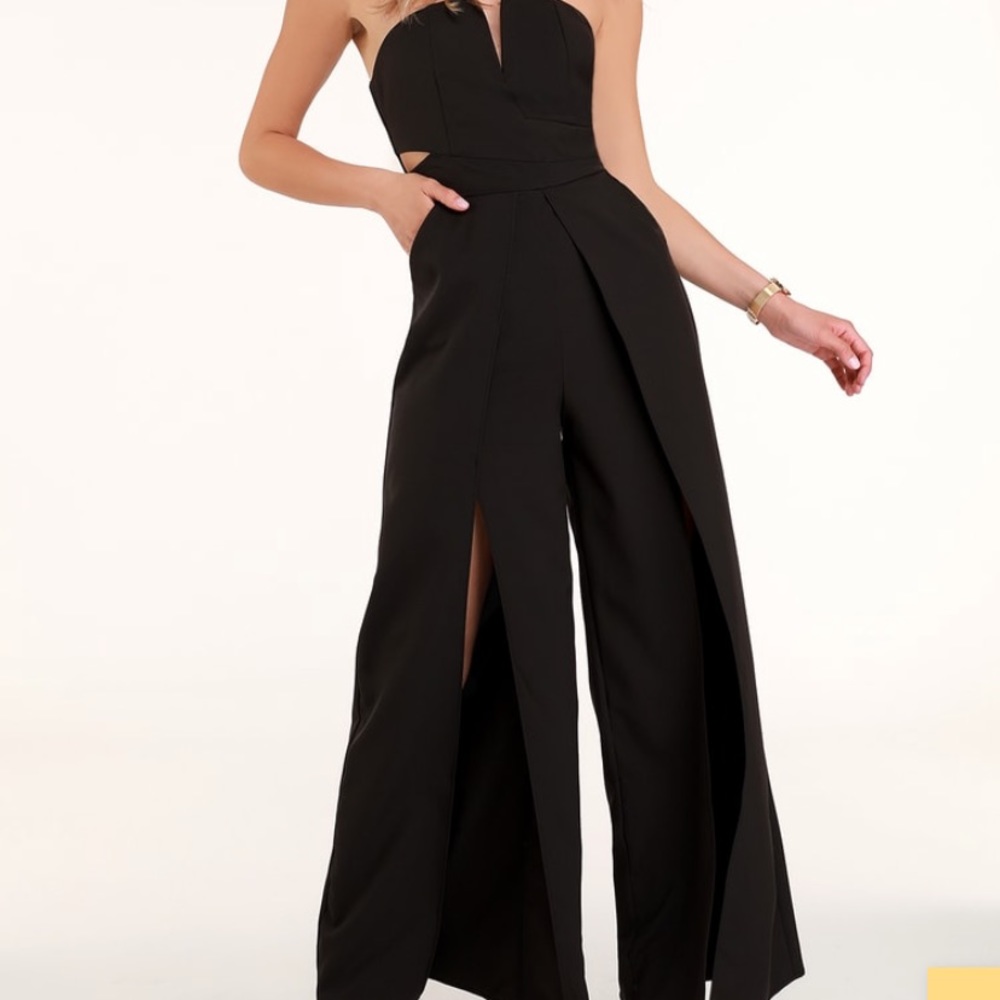 Dream It Black Strapless Cutout Jumpsuit